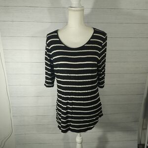 Black and White Stripped and Speckled Tshirt, Soft and Stretchy